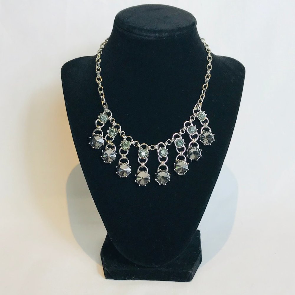Ann Taylor Loft Silver & Black Bib Necklace #63